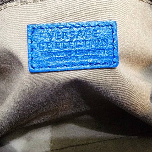 VERSACE Bluette Vitello Leather Traveling Case Bag w/Extra Shoulder Strap - Picture 8 of 12